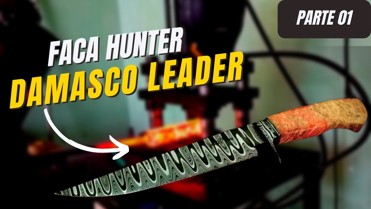Faca hunter no aço damasco ladder