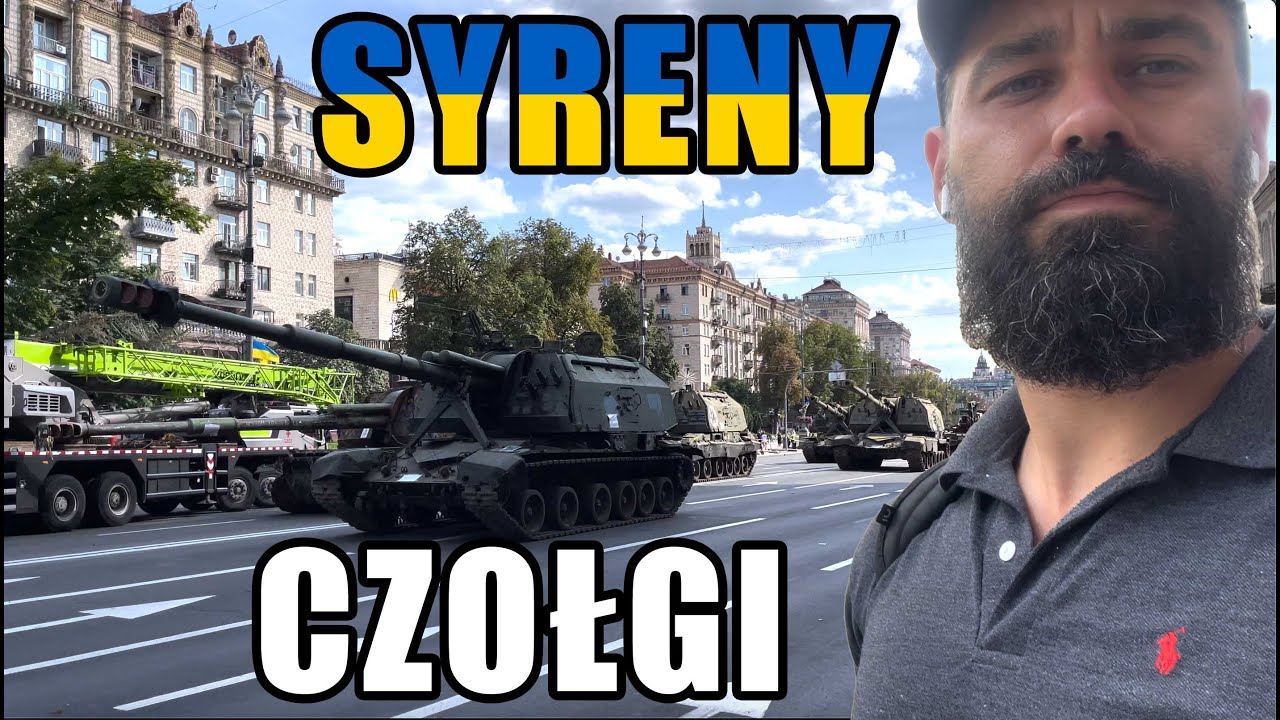 UKRAINA - SYRENY, ALARMY I PONISZCZONE CZOŁGI NA ULICACH KIJOWA