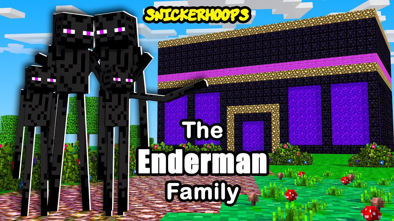 Snicker Hoops BUILDS MINECRAFT HOUSE for the ENDERMAN FAMILY | Minecraft Games to Play