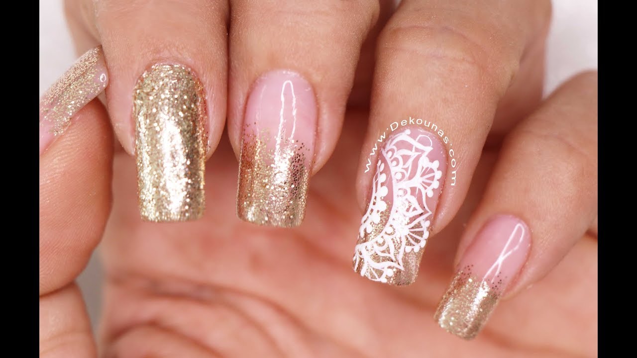 Clase #20 Efecto Chromo Glitter ♥ Deko Uñas - Nail art gold