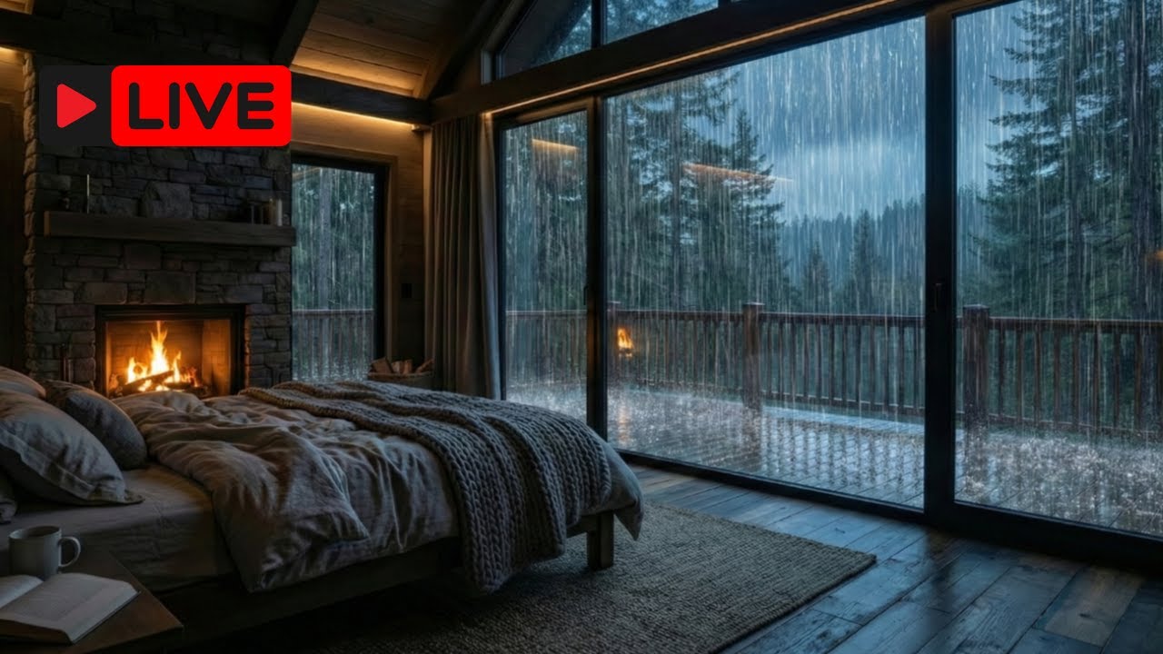Rainy Night in a Forest Cabin