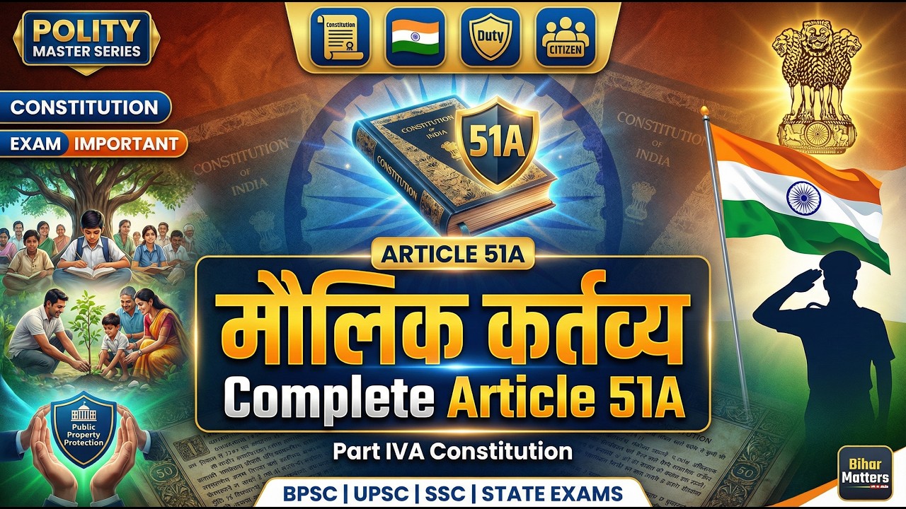Fundamental Duties Article 51A | Part IVA Constitution | Polity GS for BPSC BSSC | Lecture 09