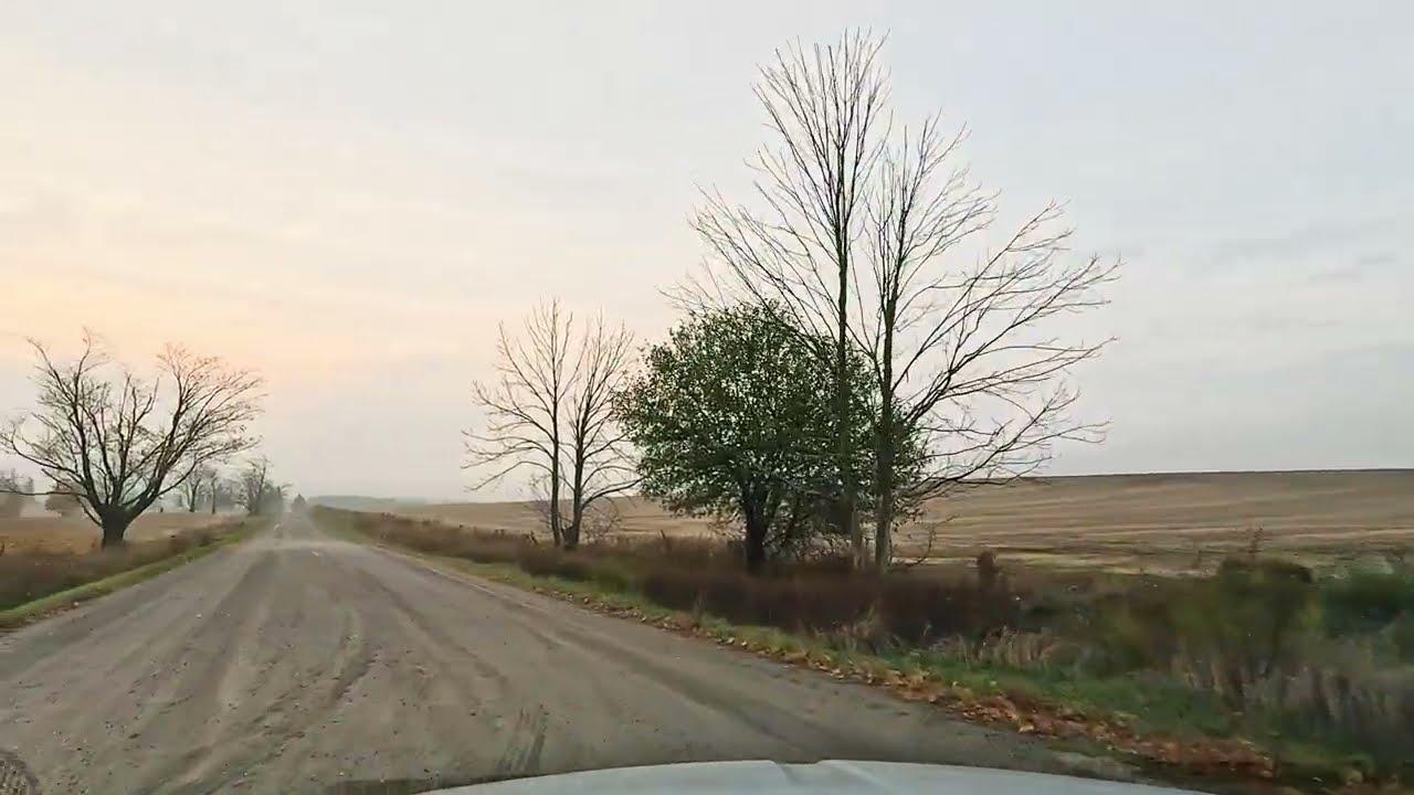 4K Fall Sunset Drive | Schomberg Main St. to Schomberg Heights | Scenic Suburban Road