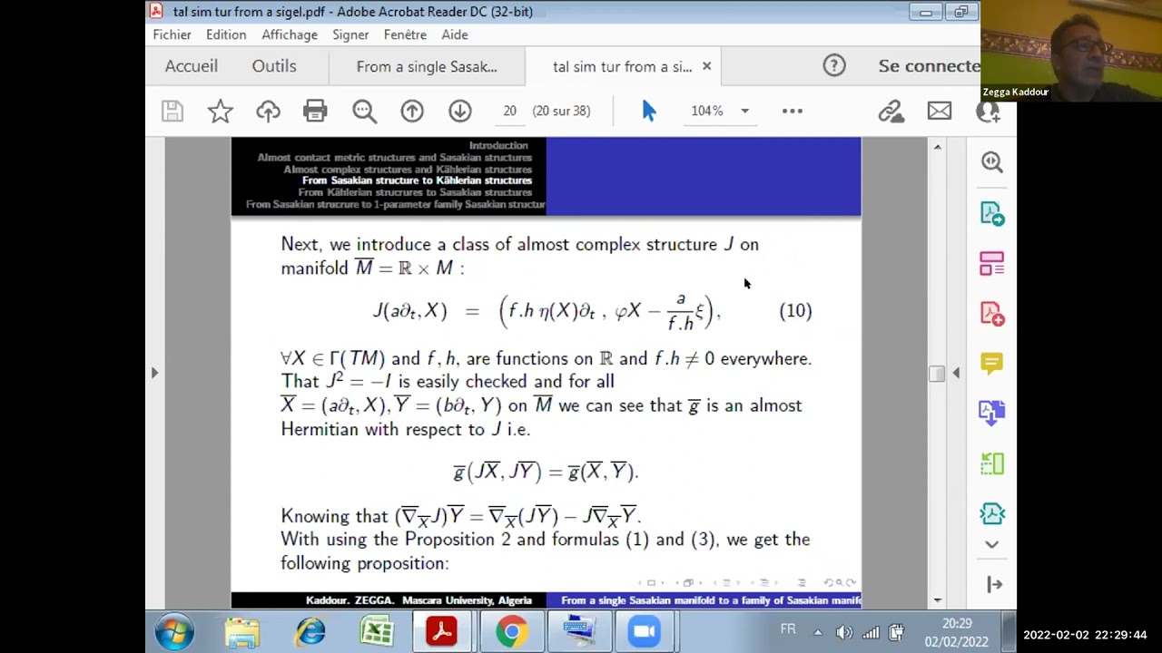 MATH2022 - From a single Sasakian manifold to a family of Sasakian Manifolds, Zegga Kaddour