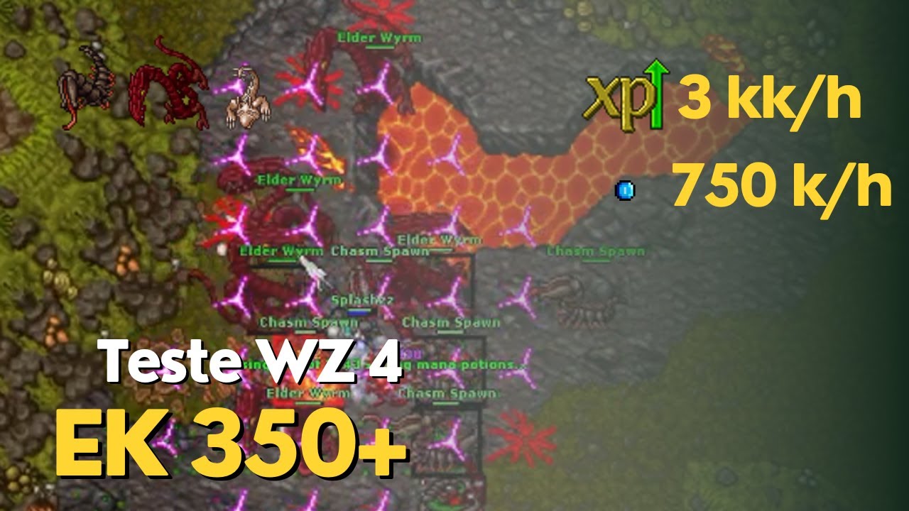 Tibia - EK 350+ hunt WZ 4 - 3KK/h raw Exp e 700K/h gold