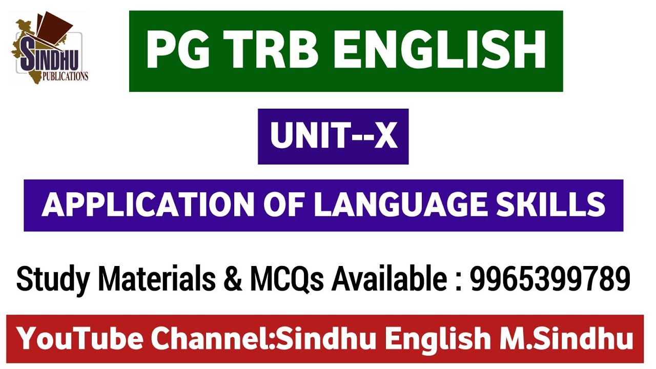 Application of Language Skills MCQs Unit-wise Test 10 / PG TRB English Objective Q&A / English MCQs 