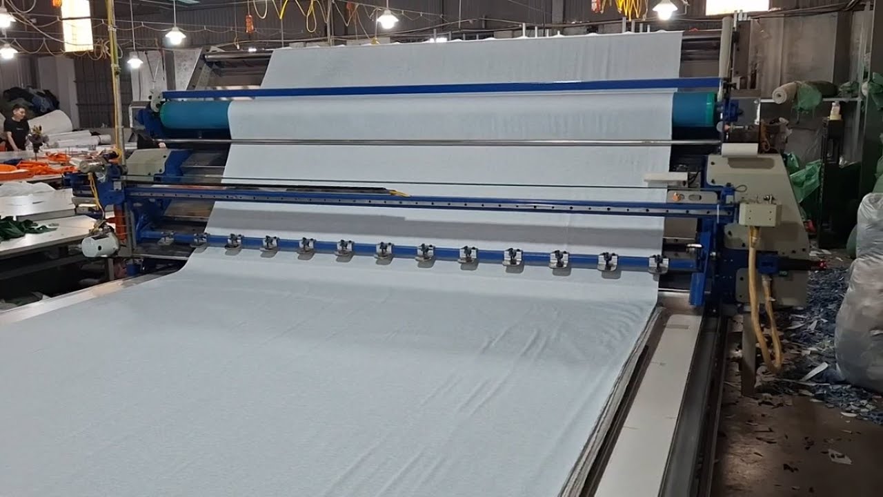 Máy trải vải dệt kim xếp lớp . Bàn giao cty TNHH dệt may DƯƠNG NGỌC . Nhân hậu . Lý nhân . Hà nam