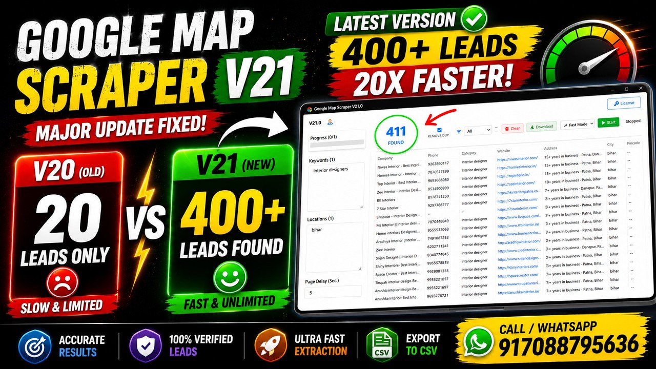 Google Maps Scraper V21 &mdash; Extract Unlimited Business Leads