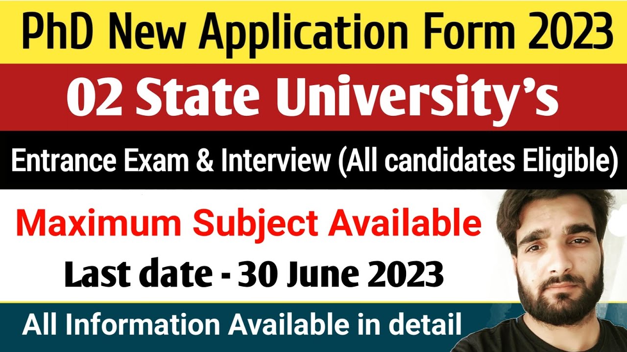 PHD Two New Application Form 2023 | State Government University | PHD Admission 2023