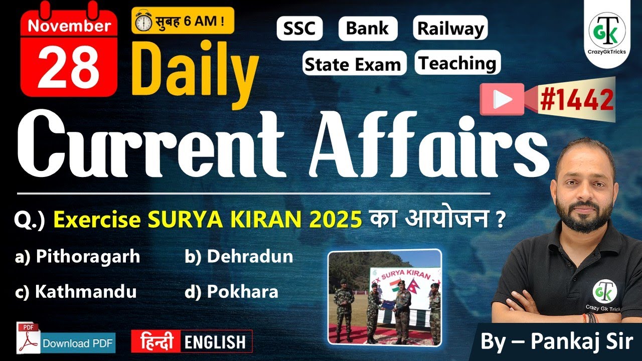 28 November 2025 | Daily Current Affairs | Current Affairs Today | Current News | Crazy Gk Trick