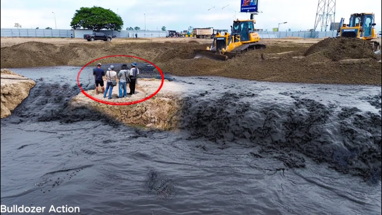 Amazing Sand filling 100% Complete! Powerful SHANTUI D17Hc2 Dozer Moving dirt push sand to fill pond
