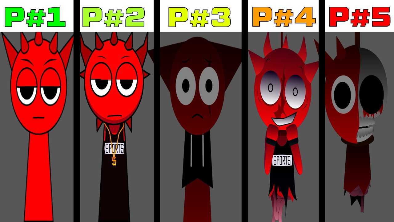 Sprunki Raddy and MR BLACK HAT in all different mods