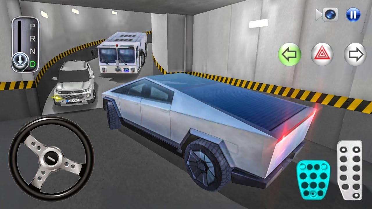 New Electric car Tesla Cybertruck Stuck in Parking Garage - 3D Driving Class 2025 - game Android