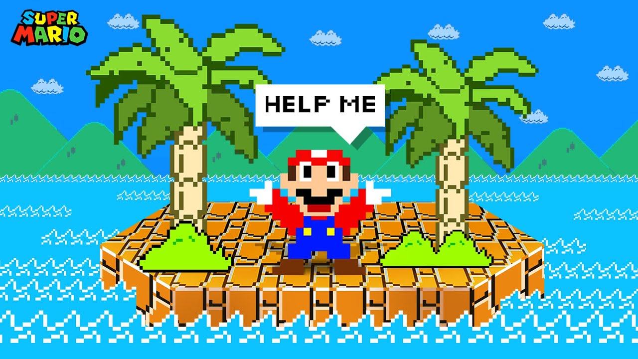 Super Mario Bros. but Mario Gets Stuck On An Island | Game Animation