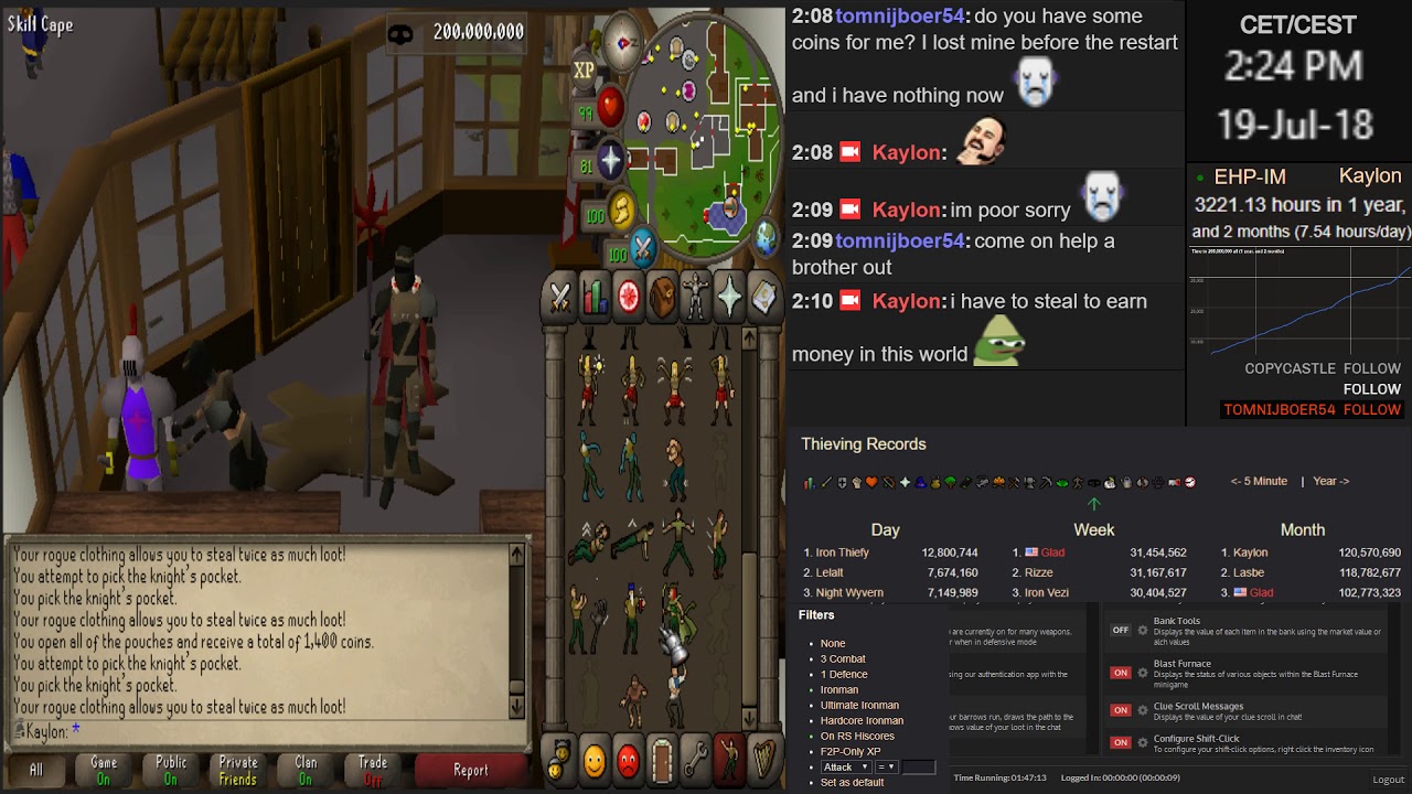 200M Thieving XP Ironman Kaylon Old School RuneScape