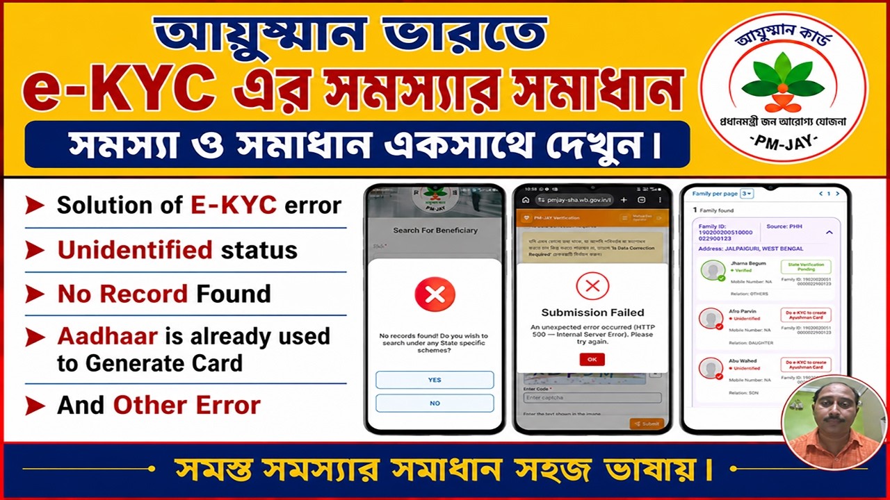 Ayushman Bharat e-KYC Error Fix 2026 | No Record Found | Unidentified | Aadhaar Already Used