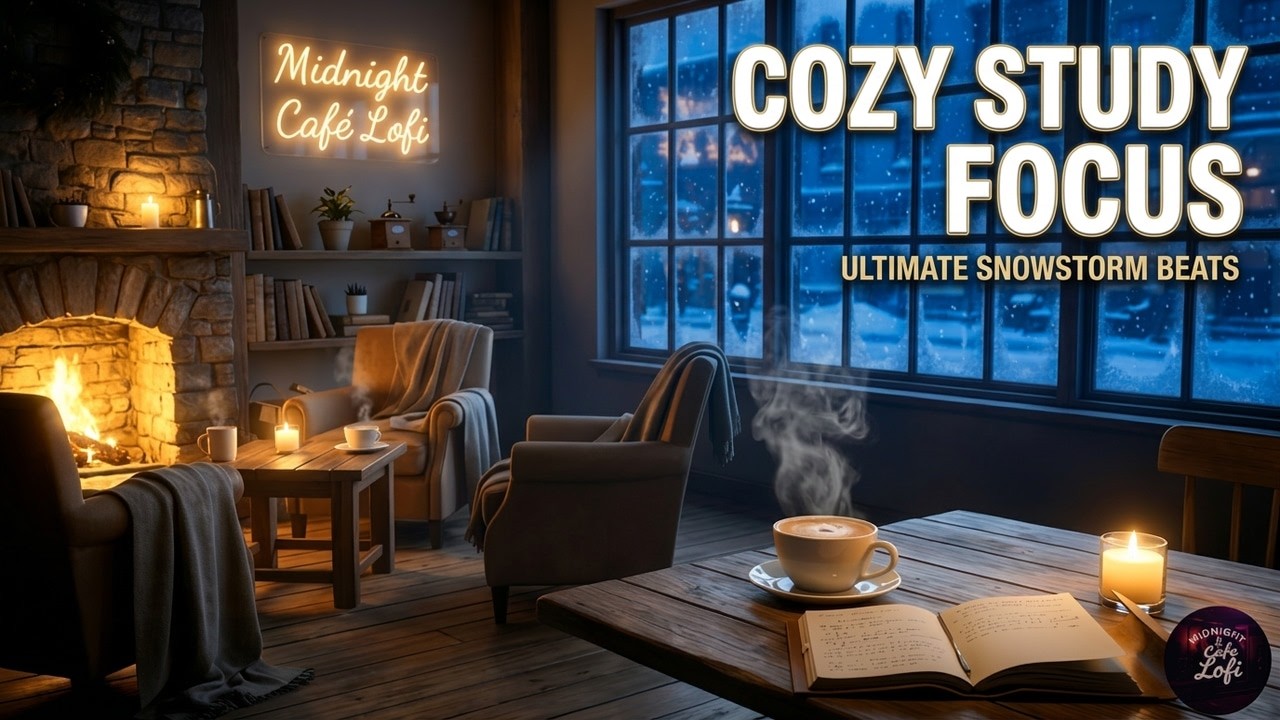 Snowy Cafe Evening | Lofi Chillhop Beats for Study | Midnight Cafe Lofi #chillbeats #lofiforstudy