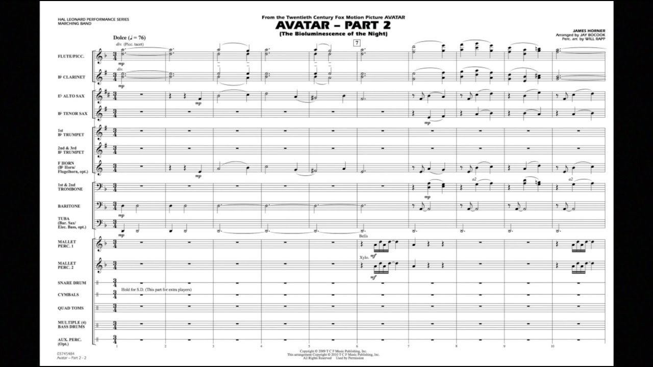 Avatar - Part 2 by James Horner/arranged by Jay Bocook