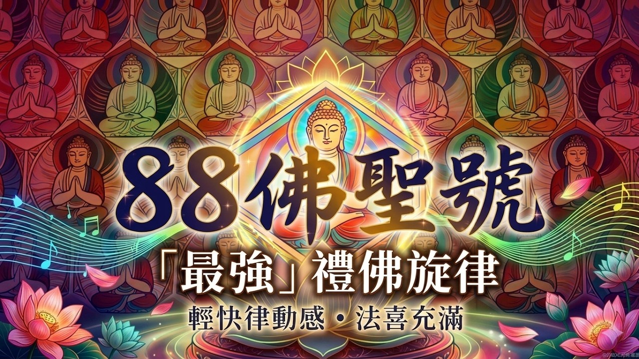 88佛聖號輕快唱誦｜最好記的拜佛旋律｜每日修行、淨化心靈｜AI.Mitabha Music