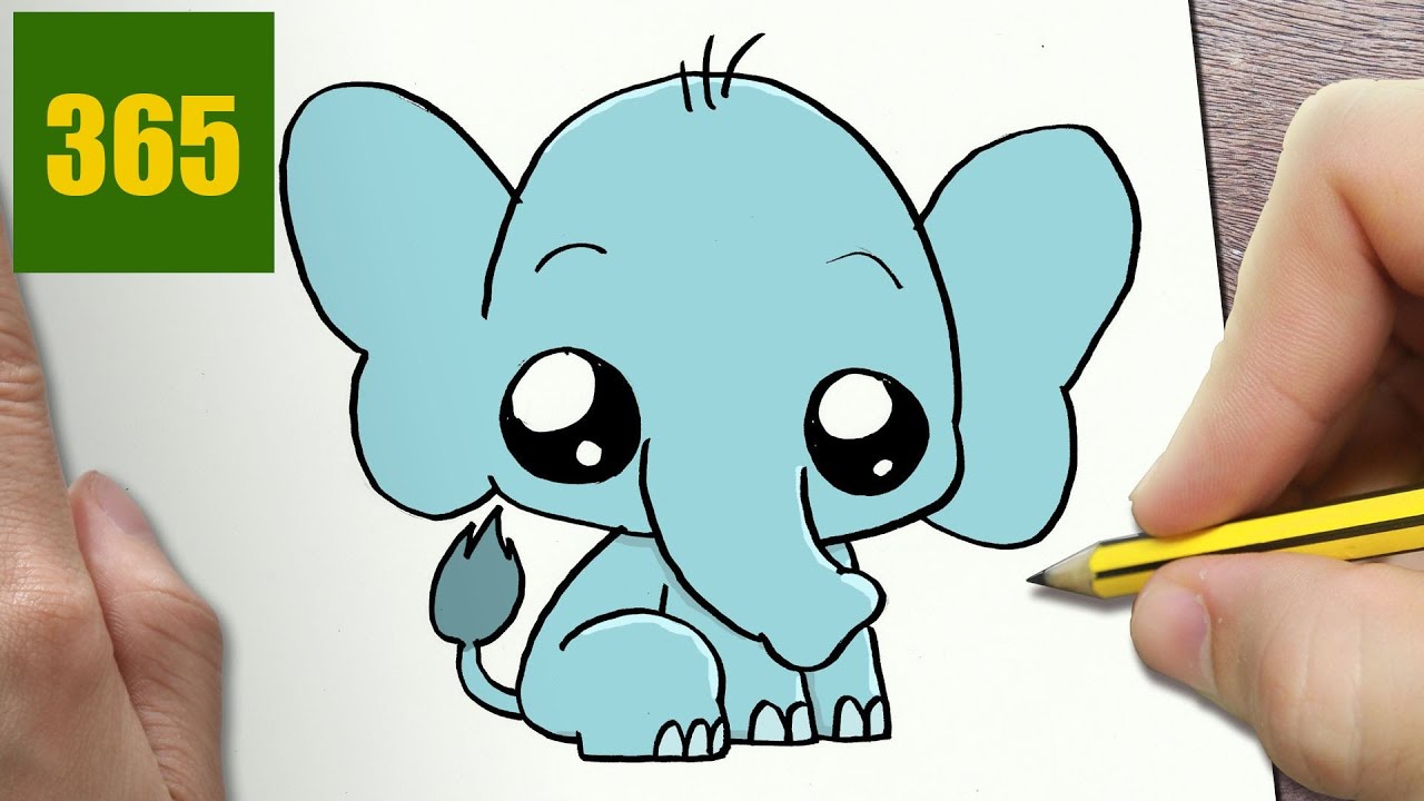 COME DISEGNARE ELEFANTI kawaii passo dopo passo - Disegni kawaii facile