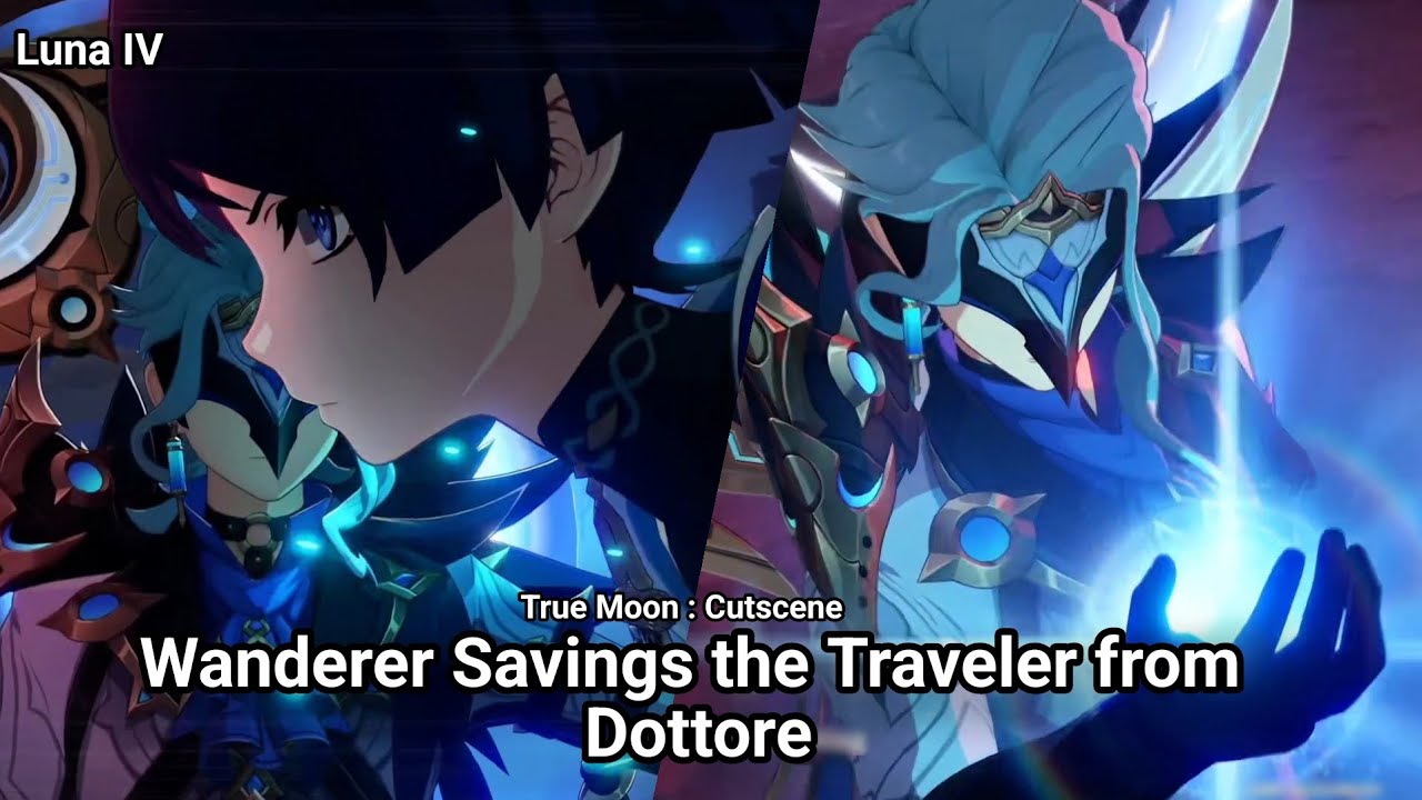 Wanderer Savings the Traveler from Dottore | True Moon Luna IV | Genshin Impact Cutscene 