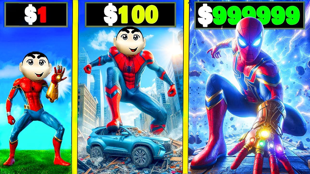 Franklin& ShinChan⚡Controlling Elemental Spider Man Suit Upgrade🔥😱In GTA 5 Telugu