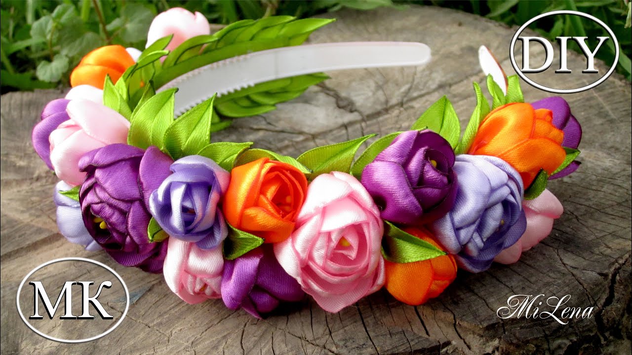 Ободок-венок с цветами, МК / DIY Hairband with Flowers / DIY Flowers Headband