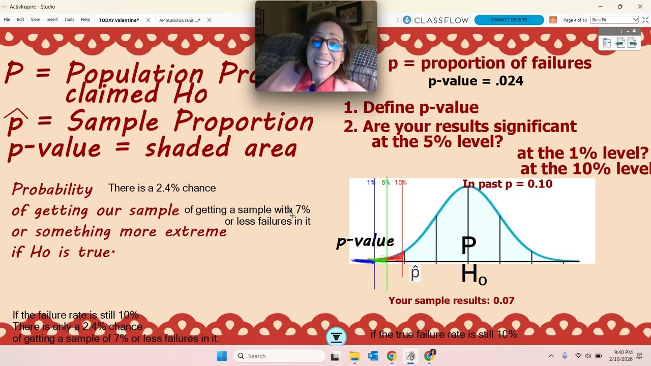 P-Value Definition in context and Conclusions at various 