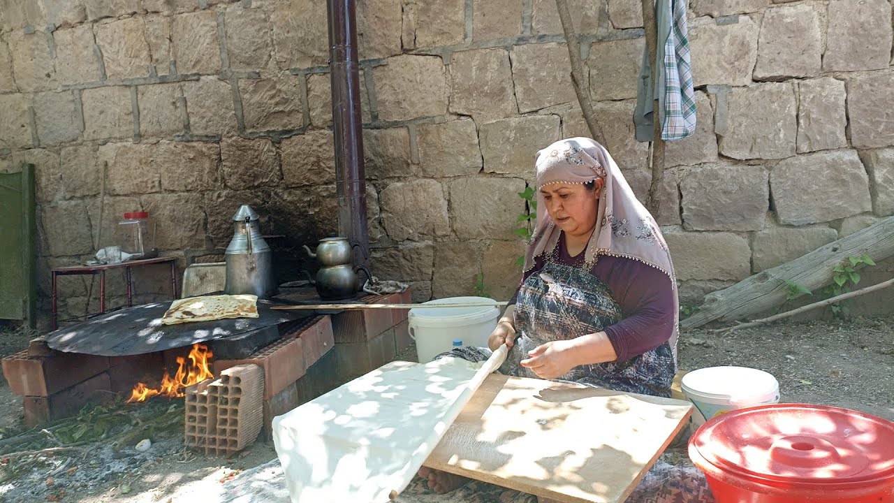🌳🔥Köyde Kayınvalidemle Görümcemle OdunTesinde El Açması Gözleme Yaptık 🤌Çarşaf Gibi Açıldı Maşallah🔥
