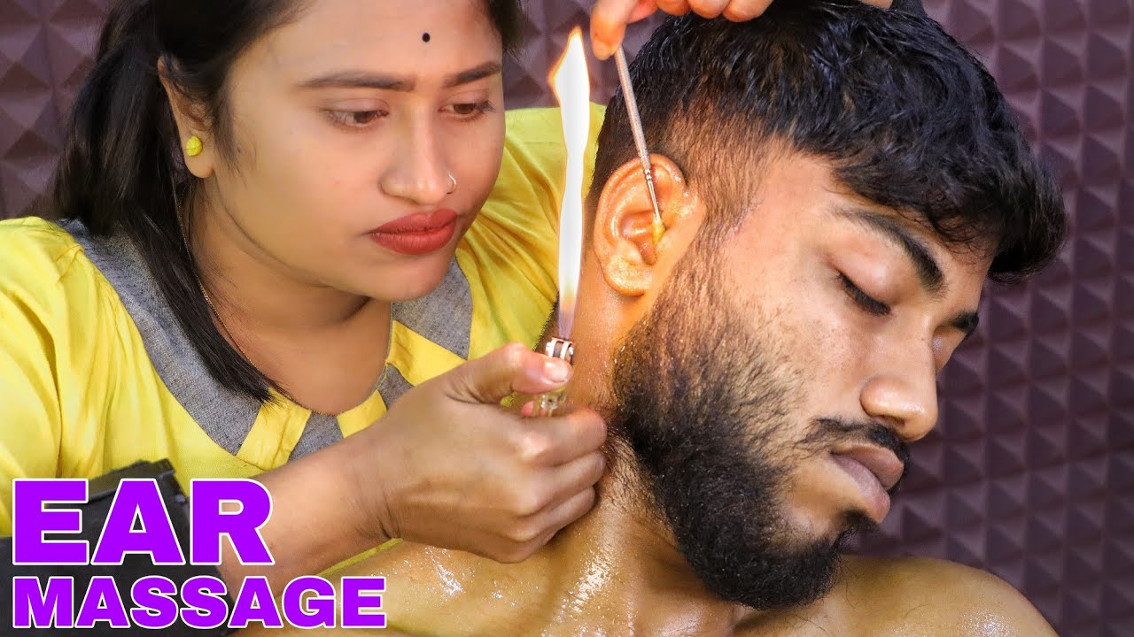 Ear Cleaning With Fire By Barber Girl | Ear Massage ASMR | Head Massage & Neck Cracking | Sleep ASMR