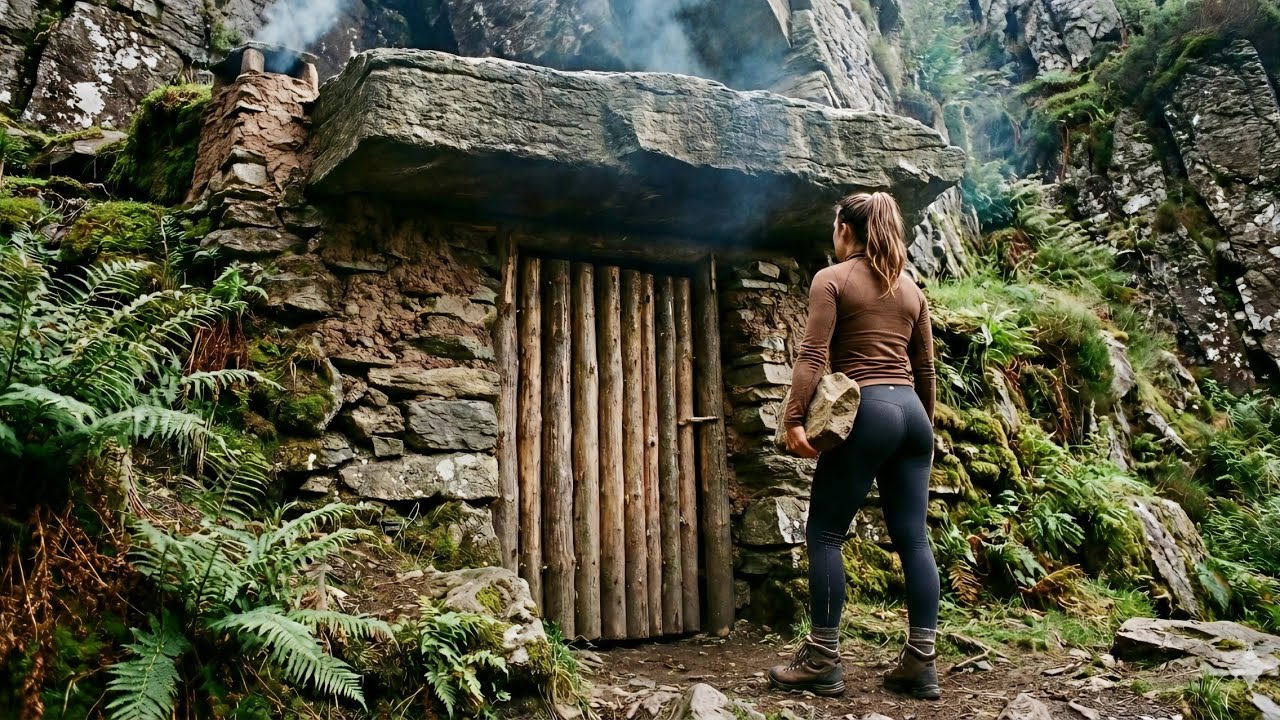 Primitive Survival: Building a Hidden Cliff Stone Shelter by Hand | Real Off-Grid Bunker