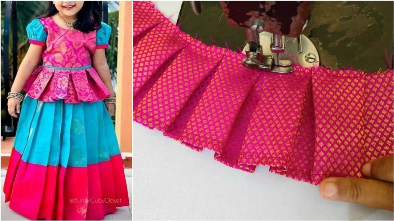 Simple pattu pavadai sattai cutting and stitching easy method Pattu pavadai designs blouse design