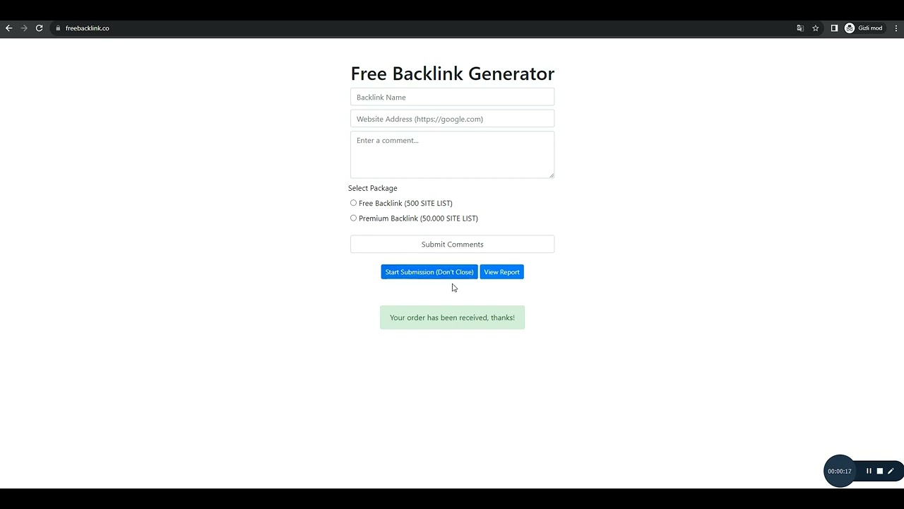 Free Backlink Generator - Wordpress Comment Backlink