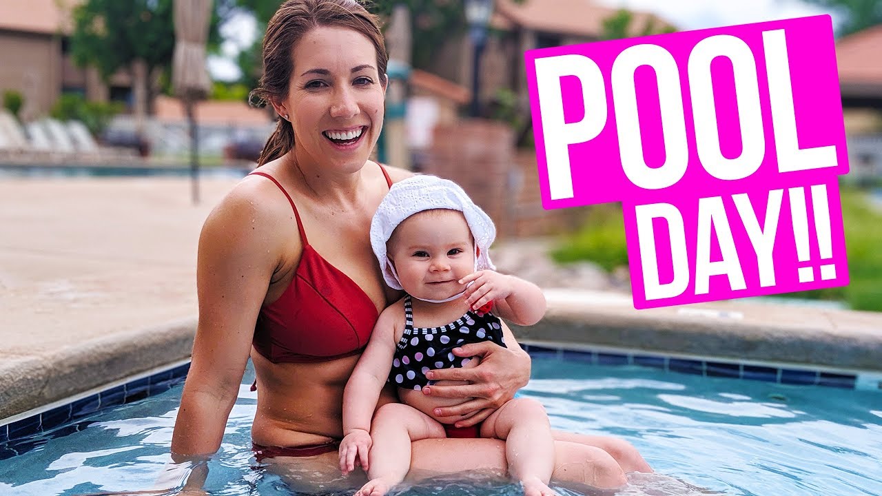 Baby Micah's First Time at the Pool - POOL DAY!
