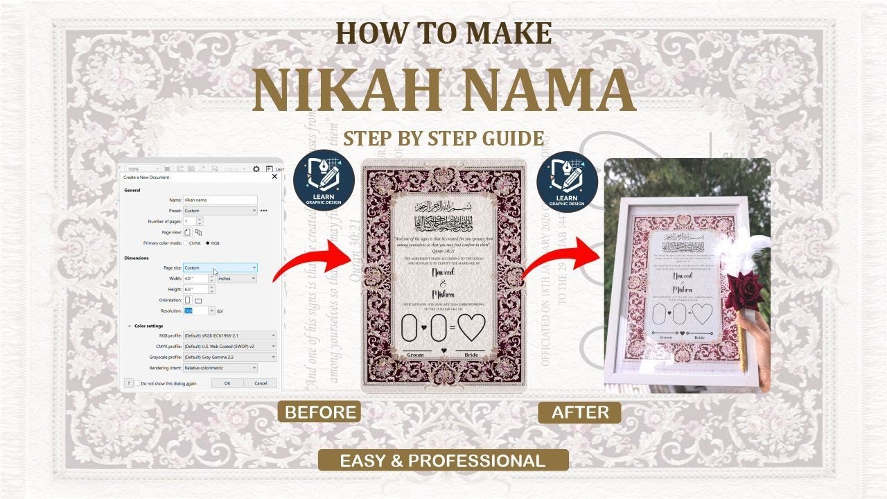 How to design a Nikah Nama frameEasy step-by-step tutorial 🤍
