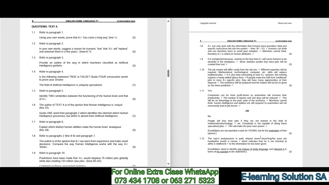 Grade 11 English HL Term 4 | Final Exam Paper 1 of 2025