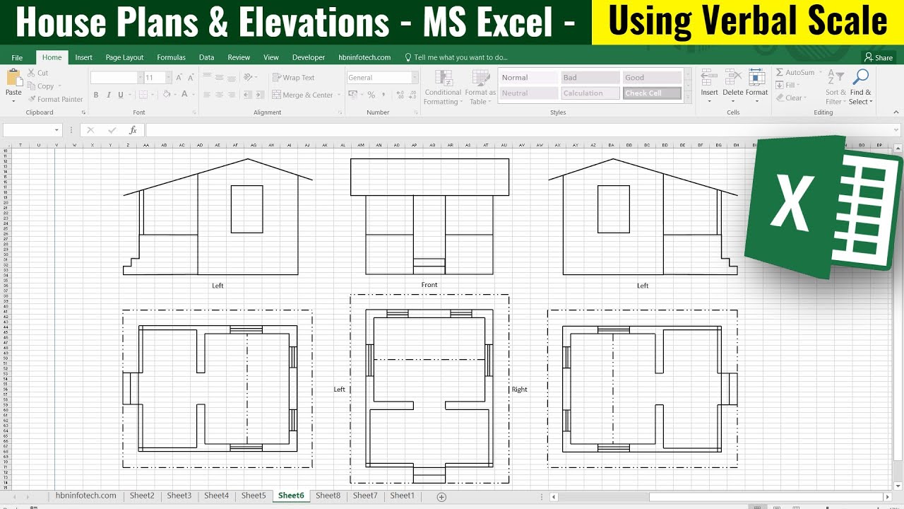 How to create House Plans & Elevations in Microsoft Excel Using Verbal Scale