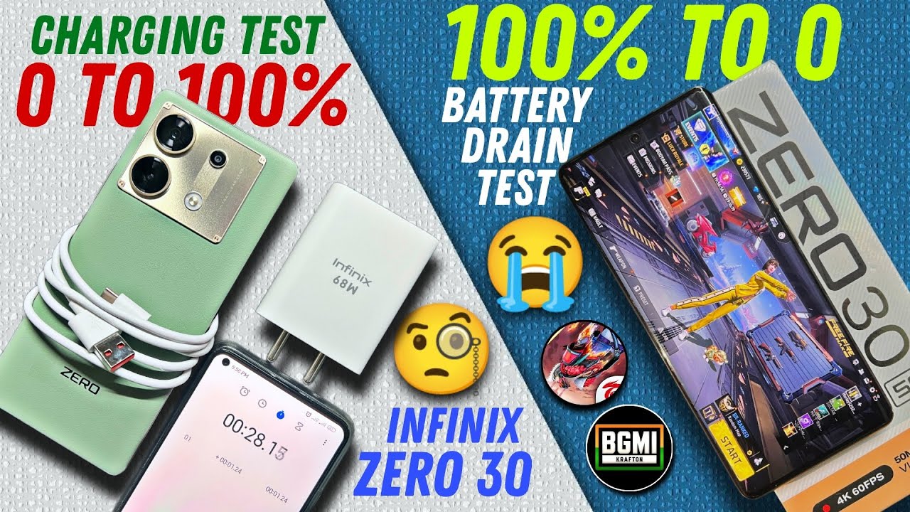 Infinix Zero 30 5G 100% to 0 battery🔋 drain & charging test 🔥 free fire & bgmi test / must watch...