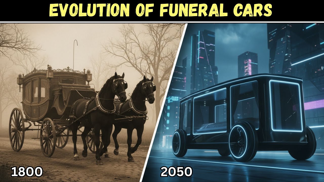Эволюция катафалков (1800–2050) ⚰️ От конных катафалков до электрической элегантности