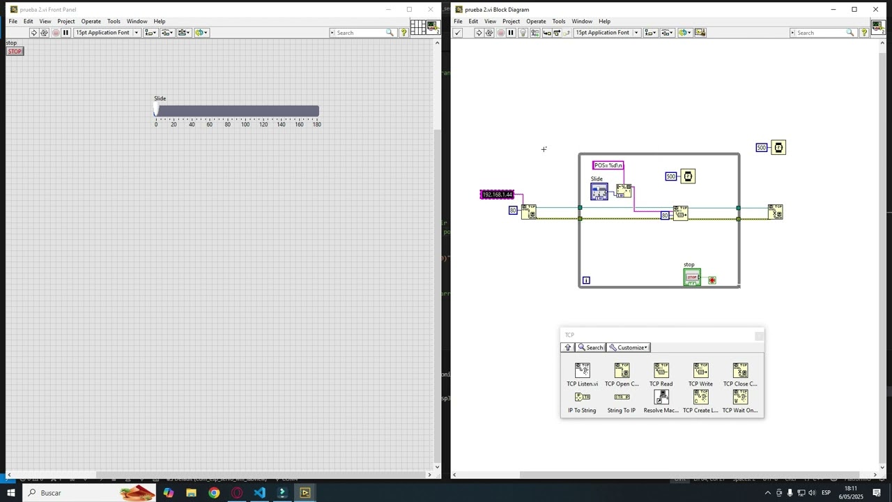 Conexion ESP32 via WIFI a travez de LabView / Protocolo TCP