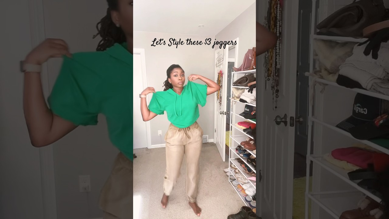 Elevated Street Style: Joggers, Green Hoodie & Clear Heels ✨🔥 #ootd #fashion #outfitideas #shorts