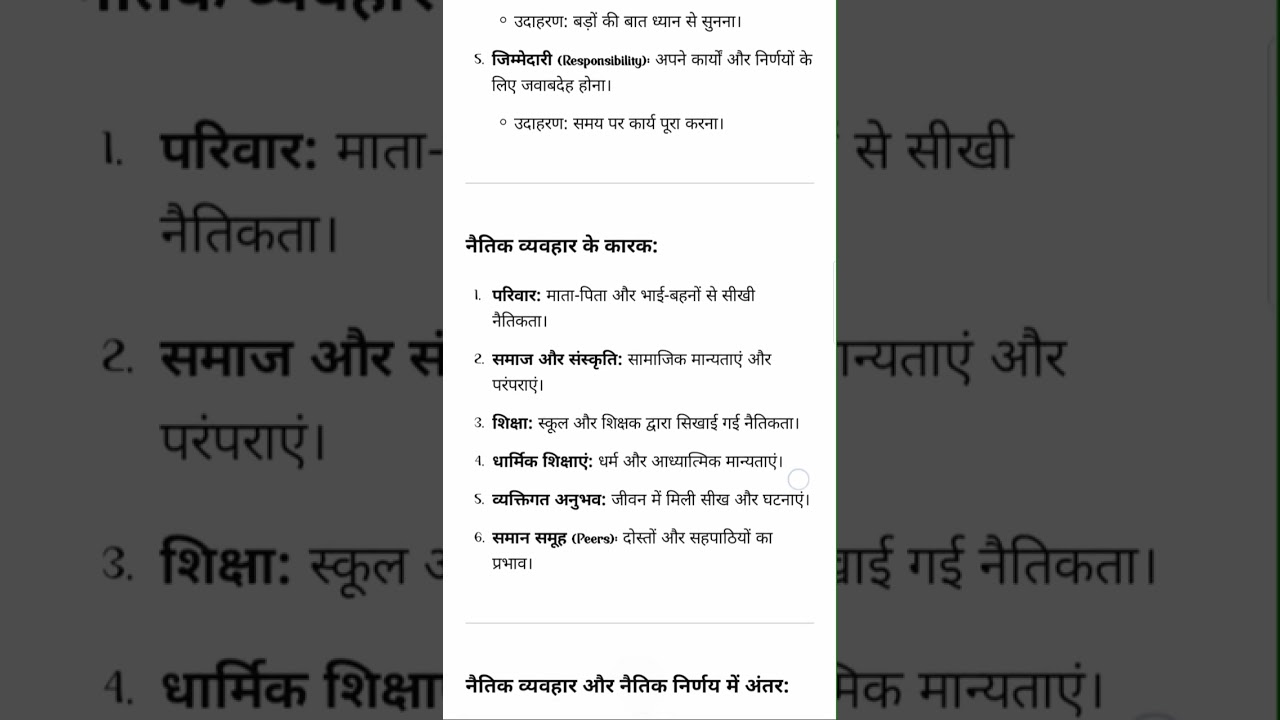 Moral behaviour, characteristics , types, importance ( significance) 
