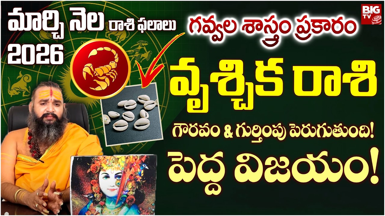 గవ్వల శాస్త్రం ప్రకారం వృశ్చిక రాశి వారికి ఈ నెలలో జరిగేది ఇదే.. | March 2026 Horoscope | BIG TV