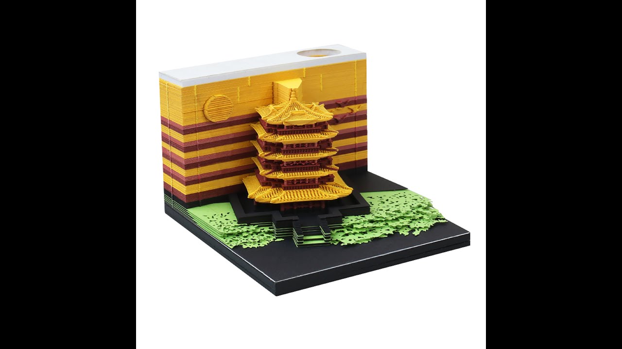 3D Memo Pad - Yellow Crane Tower