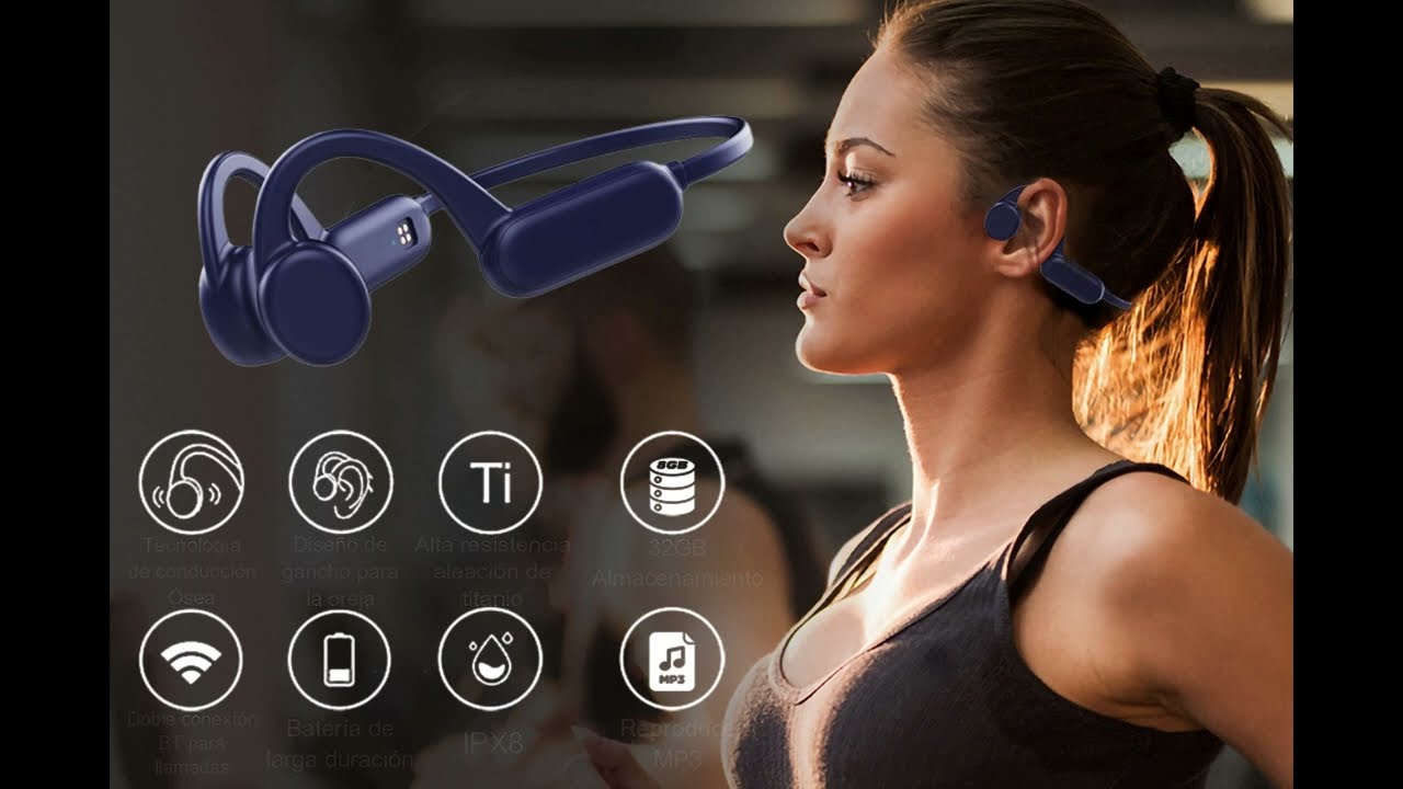Leotec Auriculares Conducción Ósea Swim PRO IPX8 Natación MP3 32gb Azules