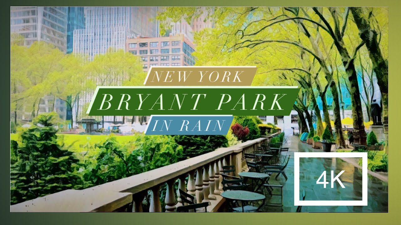 New York in Rain | Bryant Park | Midtown Manhattan | Calm New York sound relaxing rain white noise