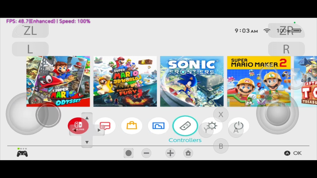 Nintendo Switch Home Menu Eden Firmware 19.0.0 60fps running on android no slow