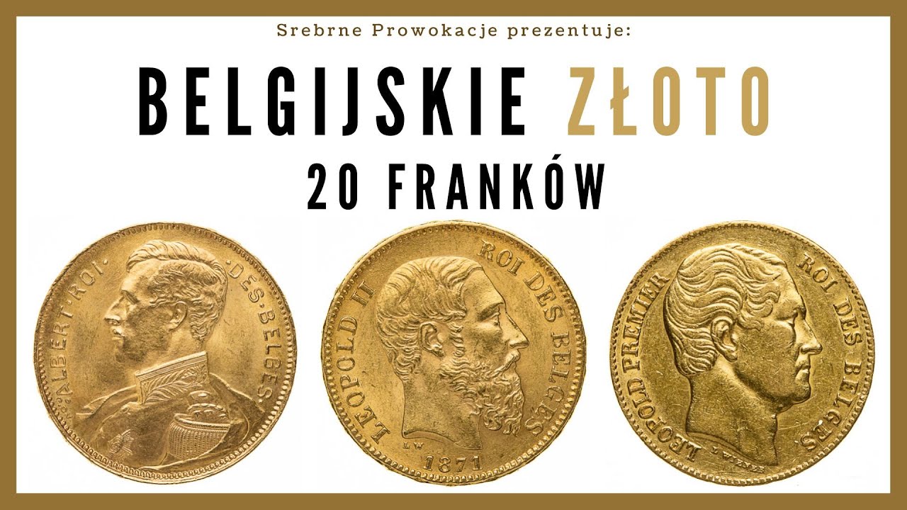Złote monety Belgijskie 20 franków
