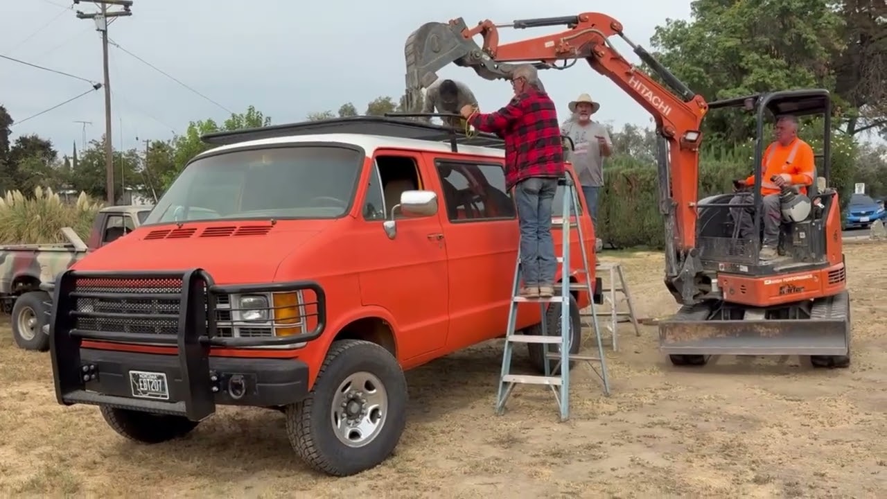 91 Dodge camper van Lumber rack installation with a little help from my friend 