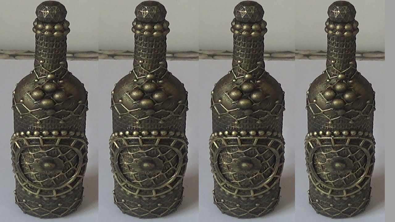 GARRAFA DECORADA COM TRÊS INCRÍVEIS MATERIAIS